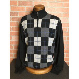 Jos. A. Bank Signature Collection Mens Checkered 1/4 Zip Sweater Size M Merino W